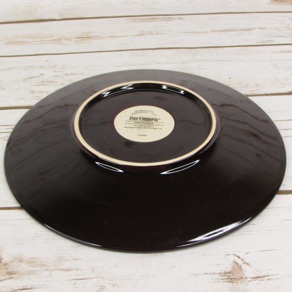 Pier 1 Red Reactive Floral Brown Speckled 8.25" Salad Dessert Plate Stoneware - Picture 6 of 7